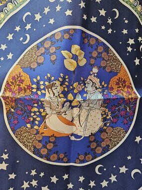 NIB Salvatore Ferragamo Mughal India theme silk scarf Rama/Sita? elephants Italy